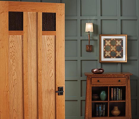 Modern interior door in Red Oak with Wenge wood panels